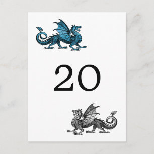 Carte postale Numéro de table du dragon d'argent b