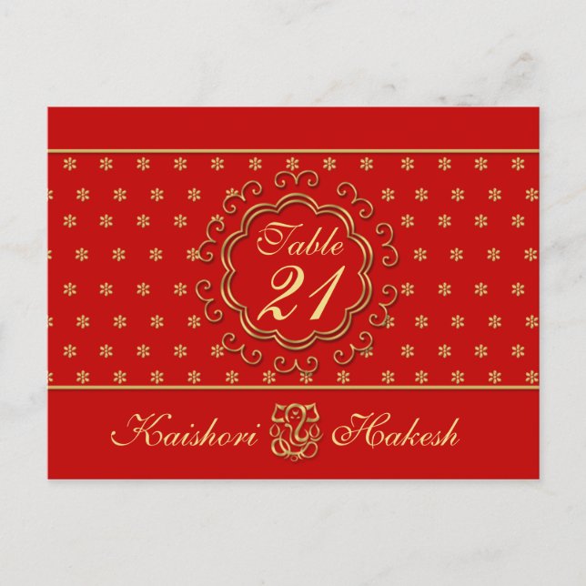Carte postale Numéro de table du Mariage d'inspira (Devant)