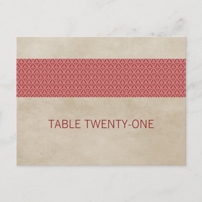 Carte postale numéro de table en damas rustique ro (Devant)