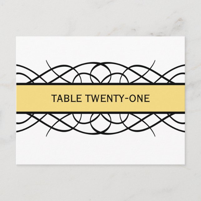 Carte postale Numéro de table fleurie Jaune (Devant)