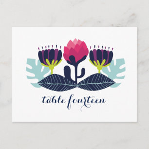 Carte postale Numéro de table florale funky
