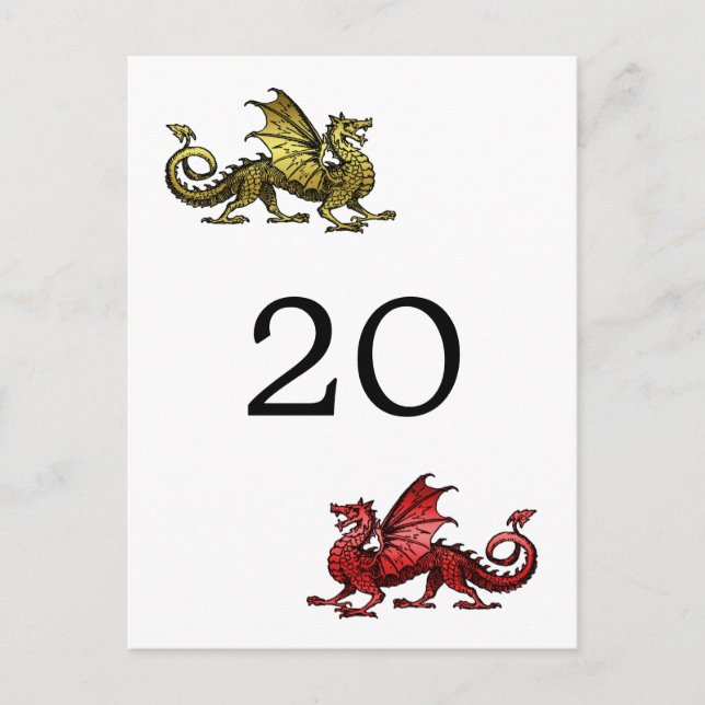 Carte postale Numéro de table Gold Red Dragon (Devant)