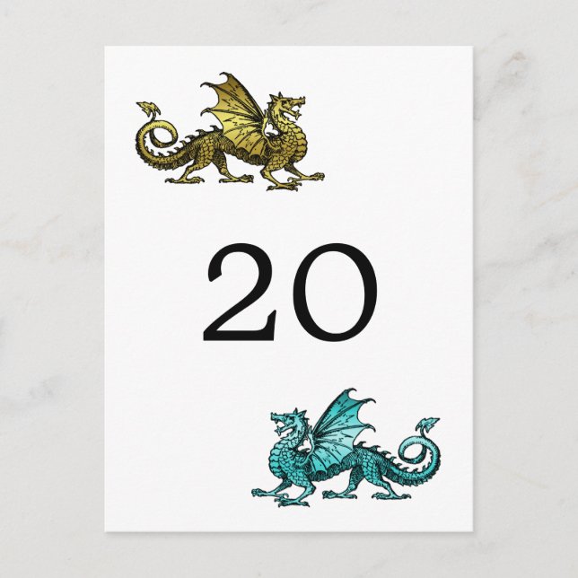 Carte postale Numéro de table Gold Turquoise Drago (Devant)