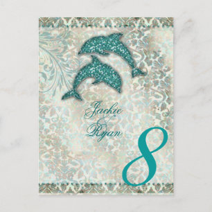 Carte postale numéro de table mariage plage dauphi