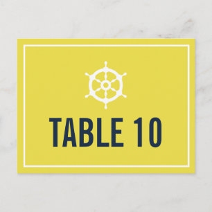 Carte postale Numéro de table marine et jaune