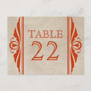 Carte postale Numéro de table Orange Elegant Deco