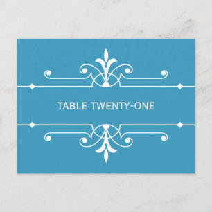 Carte postale Numéro de table ornementale Bleu Fan