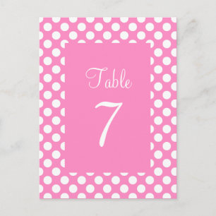 Carte postale Numéro de table Pointe rose et blanc