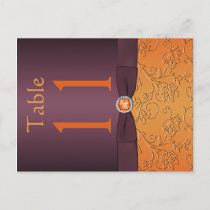 Carte postale Numéro de table Purple et Tangerine