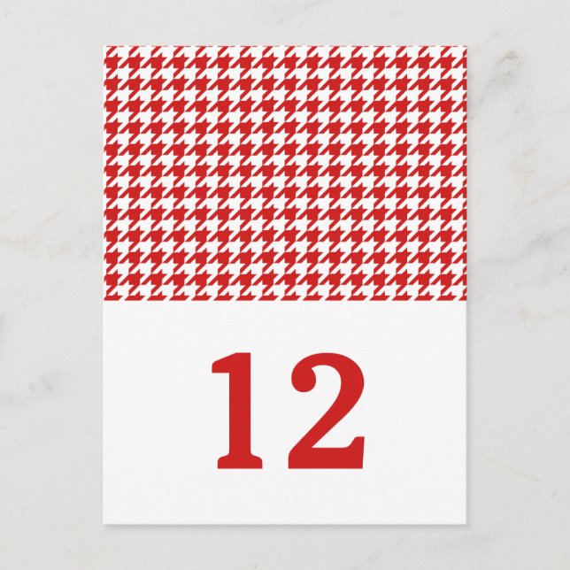 Carte postale Numéro de table Red Houndstooth (Devant)