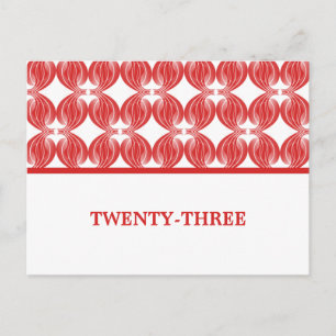 Carte postale Numéro de table Red Modern Deco