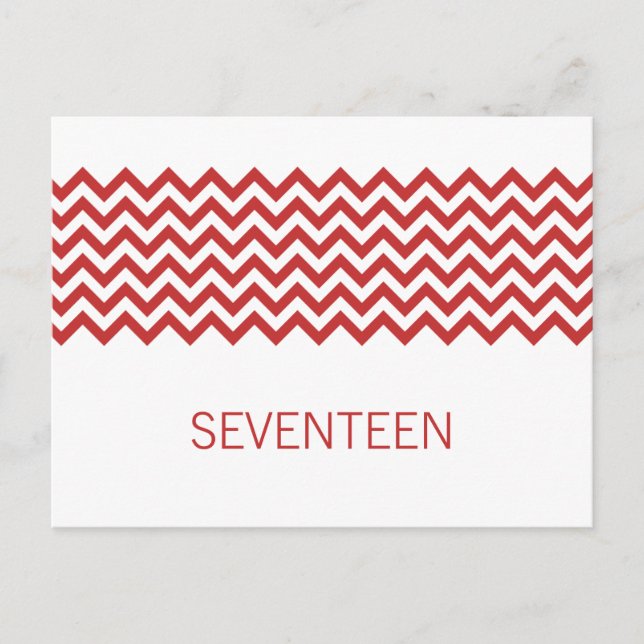 Carte postale Numéro de table Red Simple Chevron (Devant)