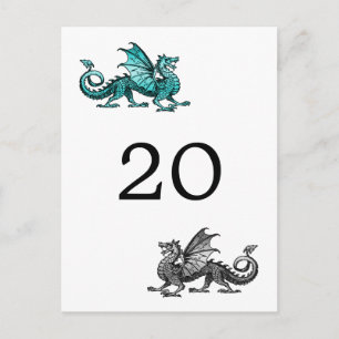 Carte postale Numéro de table turquoise Silver Dra