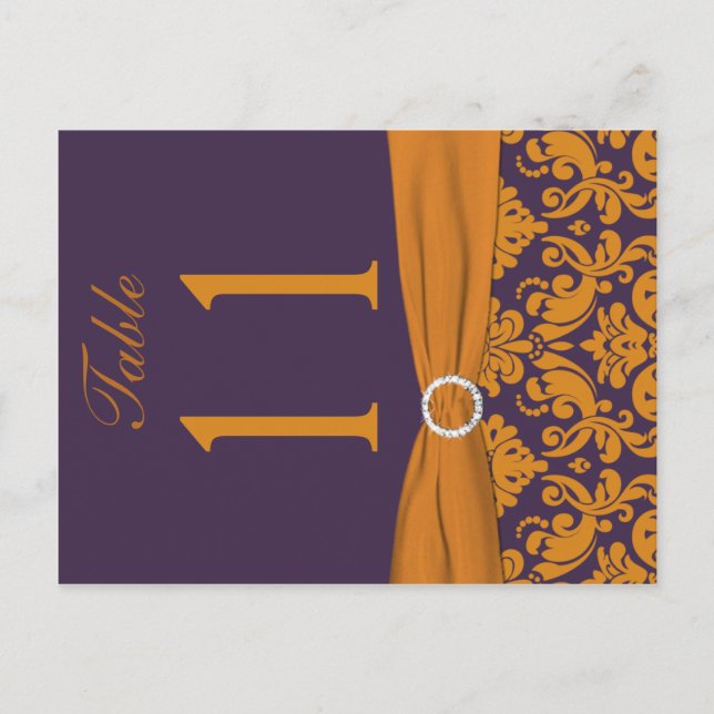 Carte postale Numéro de table violet et orange (Devant)