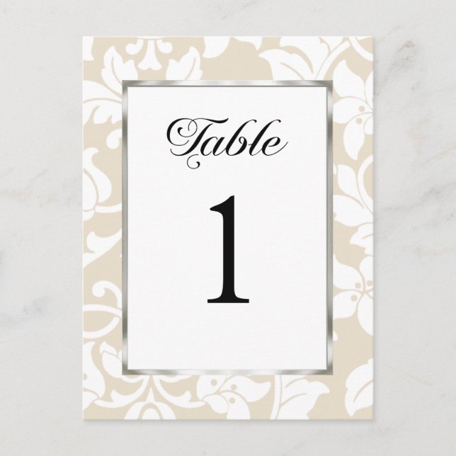 Carte Postale Numéro de tableau Damas de crème (Devant)