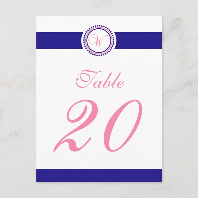 Carte Postale Numéro de tableau du point W (rose / bleu) (Devant)