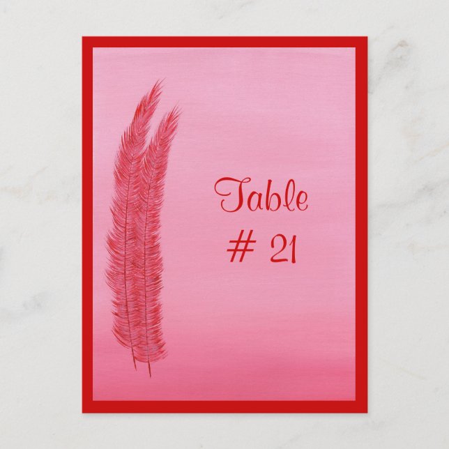 Carte postale Numéro de tableau, Plumes roses roug (Devant)