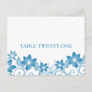 Carte postale Numéro simple de table florale bleu