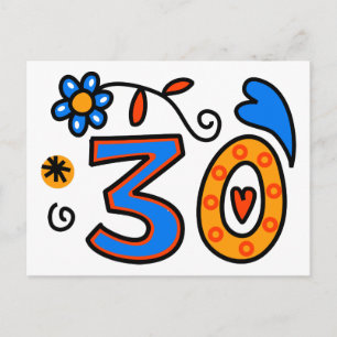 Carte Postale Numéro Trente caricature Anniversaire