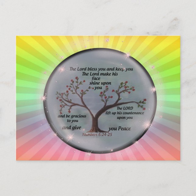 Carte Postale Numéros 6:24-26 Seigneur vous bénisse et vous gard (Devant)