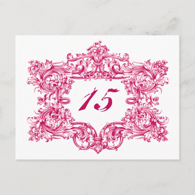 Carte Postale Numéros de tableau de cadre rose Orné (Devant)