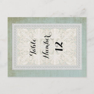 Carte Postale Numéros de tableau Dentelle rustique w Lin Vintage