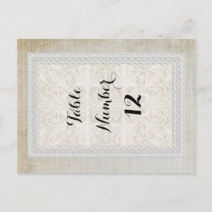 Carte Postale Numéros de tableau Dentelle rustique w Lin Vintage
