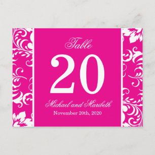 Carte Postale Numéros de tableau des côtés Damas (Magenta Rose /