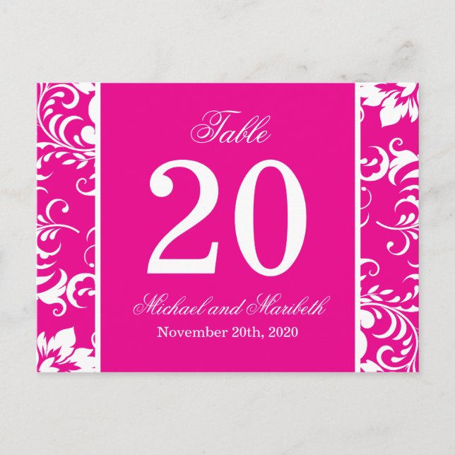 Carte Postale Numéros de tableau des côtés Damas (Magenta Rose / (Devant)