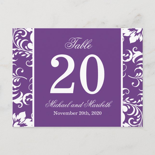 Carte Postale Numéros de tableau des côtés Damas (violet/blanc) (Devant)