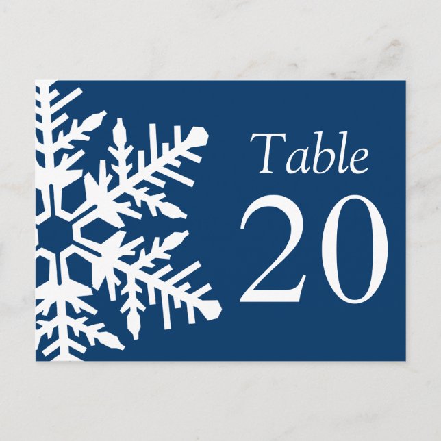 Carte Postale Numéros de tableau Jumbo Snowflake (bleu marine /  (Devant)