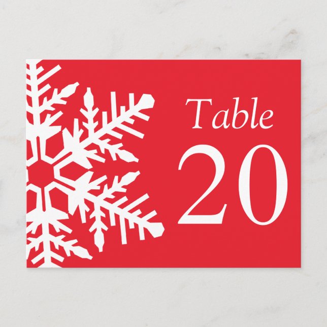 Carte Postale Numéros de tableau Jumbo Snowflake (Rouge / Blanc) (Devant)