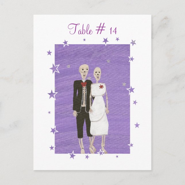 Carte Postale Numéros de tableau, Mariage d'Halloween squelette  (Devant)