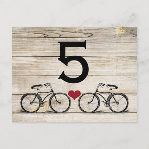 Carte Postale Numéros de tableau vintage Mariage de vélo
