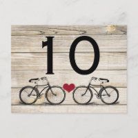 Numéros de tableau vintage Mariage de vélo