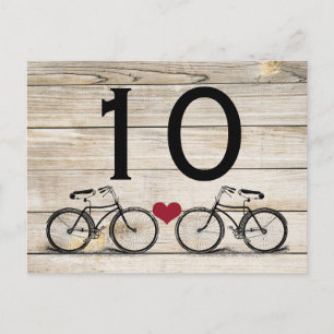 Carte Postale Numéros de tableau vintage Mariage de vélo