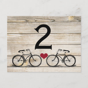 Carte Postale Numéros de tableau vintage Mariage de vélo