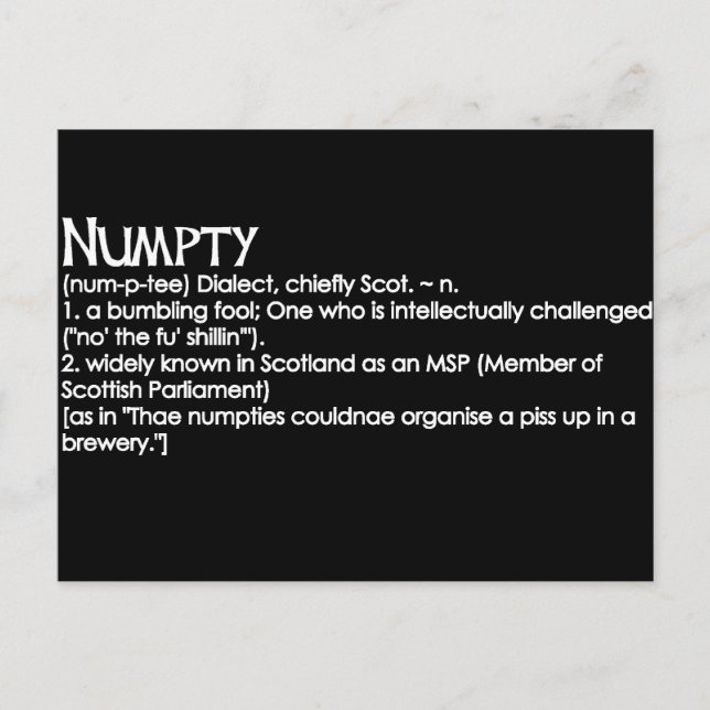 Carte Postale Numpty (Devant)
