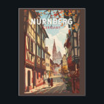 Carte Postale Nuremberg Allemagne Travel Art Vintage<br><div class="desc">Conception de déplacement vectoriel rétro Nuremberg. Impressionnant,  excitant,  coloré,  puissant et tragique : Nuremberg a reflété l'histoire allemande depuis le Moyen Age.</div>