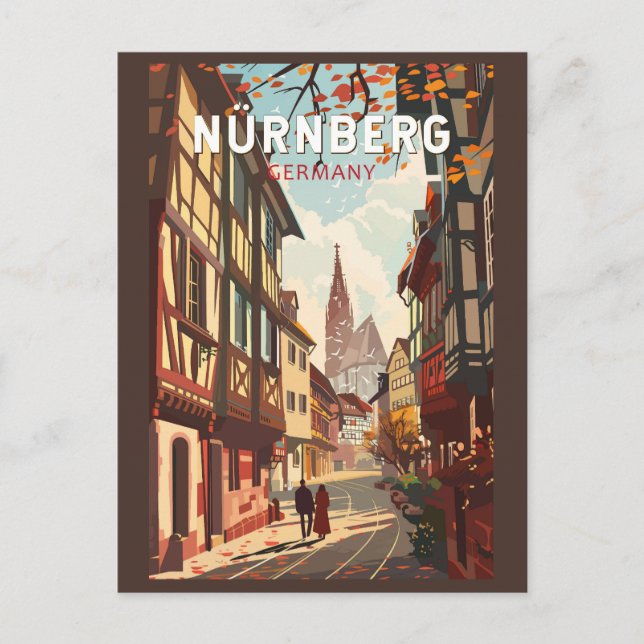 Carte Postale Nuremberg Allemagne Voyage Art Vintage (Devant)