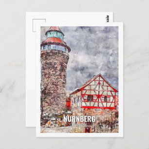 Carte Postale Nurnberg Allemagne Fameux Travel Place aquarelle