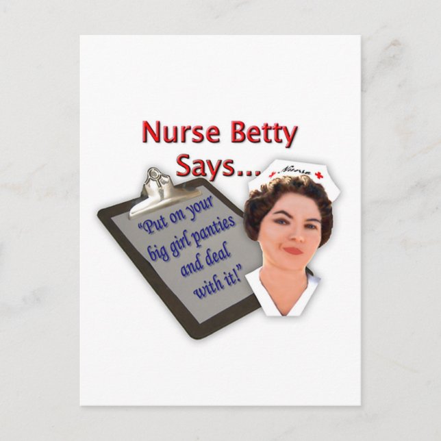 Carte Postale Nurse Betty dit, "Mets tes grosses culottes de fil (Devant)