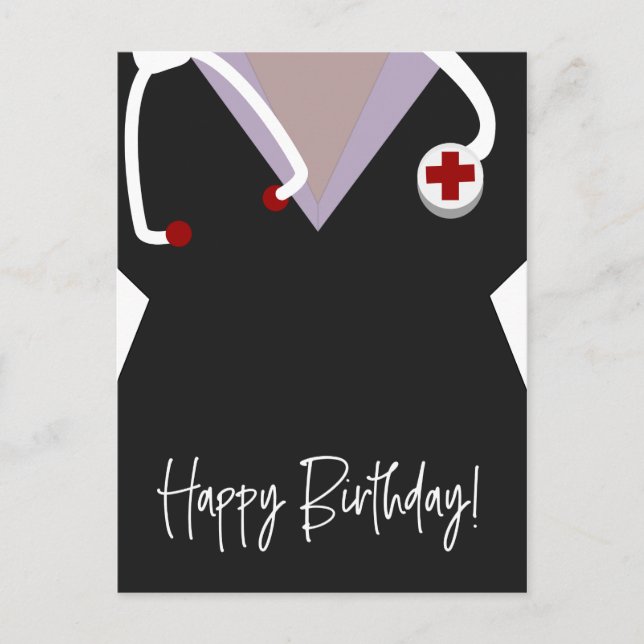 Carte Postale Nurse Doctor Vet Character Uniforme Anniversaire (Devant)