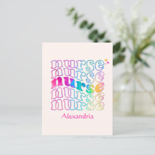 Carte Postale "Nurse" en Elegant Rainbow Colors