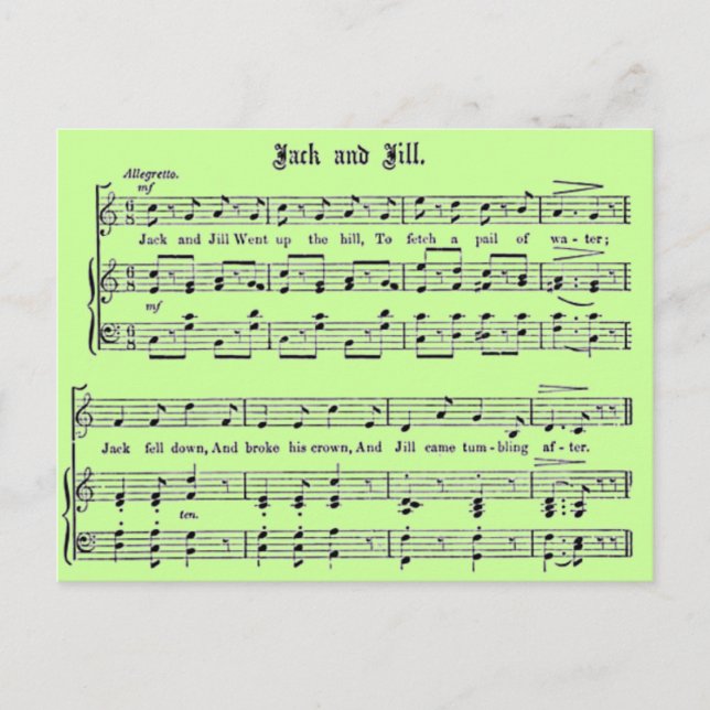 Carte Postale Nursery Rhyme Jack and Jill Postcard (Devant)
