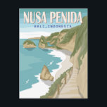 Carte Postale Nusa Penida Beach Bali Indonésie Vintage<br><div class="desc">Conception vectorielle vintage de Bali. C'est une île au sud-est de l'île indonésienne Bali et un district de la régence de Klungkung qui comprend la petite île voisine de Nusa Lembongan et douze îles encore plus petites.</div>