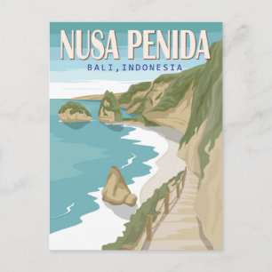 Carte Postale Nusa Penida Beach Bali Indonésie Vintage