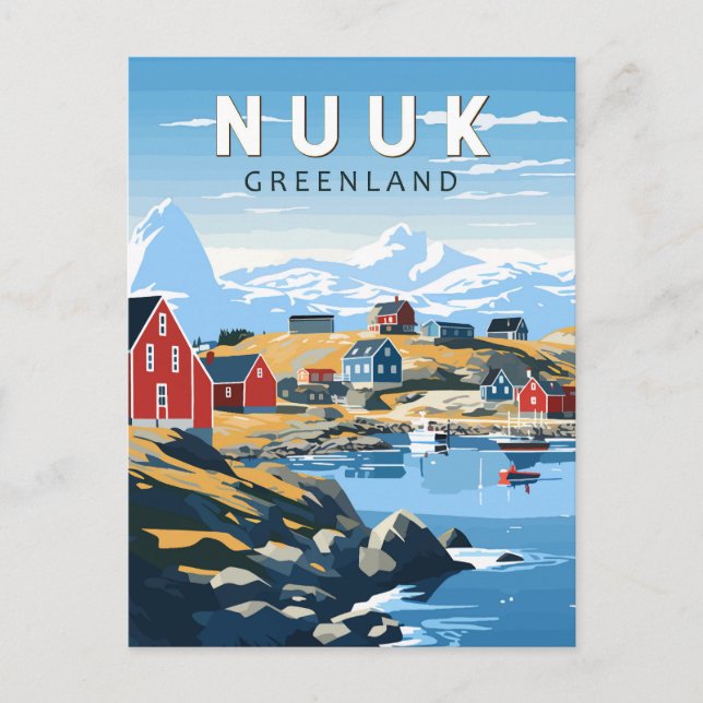 Carte Postale Nuuk Greenland Travel Art Vintage (Devant)