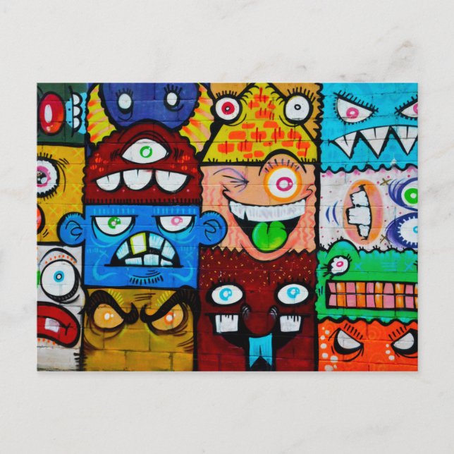 Carte Postale NY Graffiti Street Art - Mignons monstres soyeux (Devant)