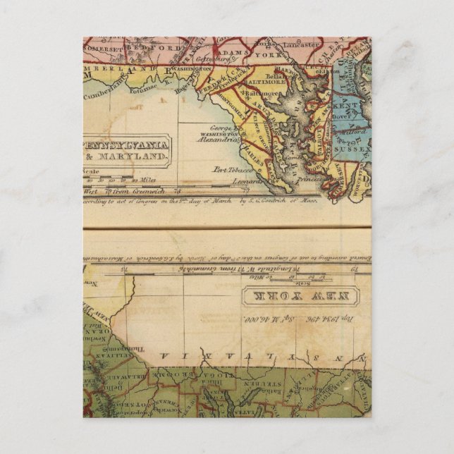 Carte Postale NY, NJ, Pa, Del, Md (Devant)